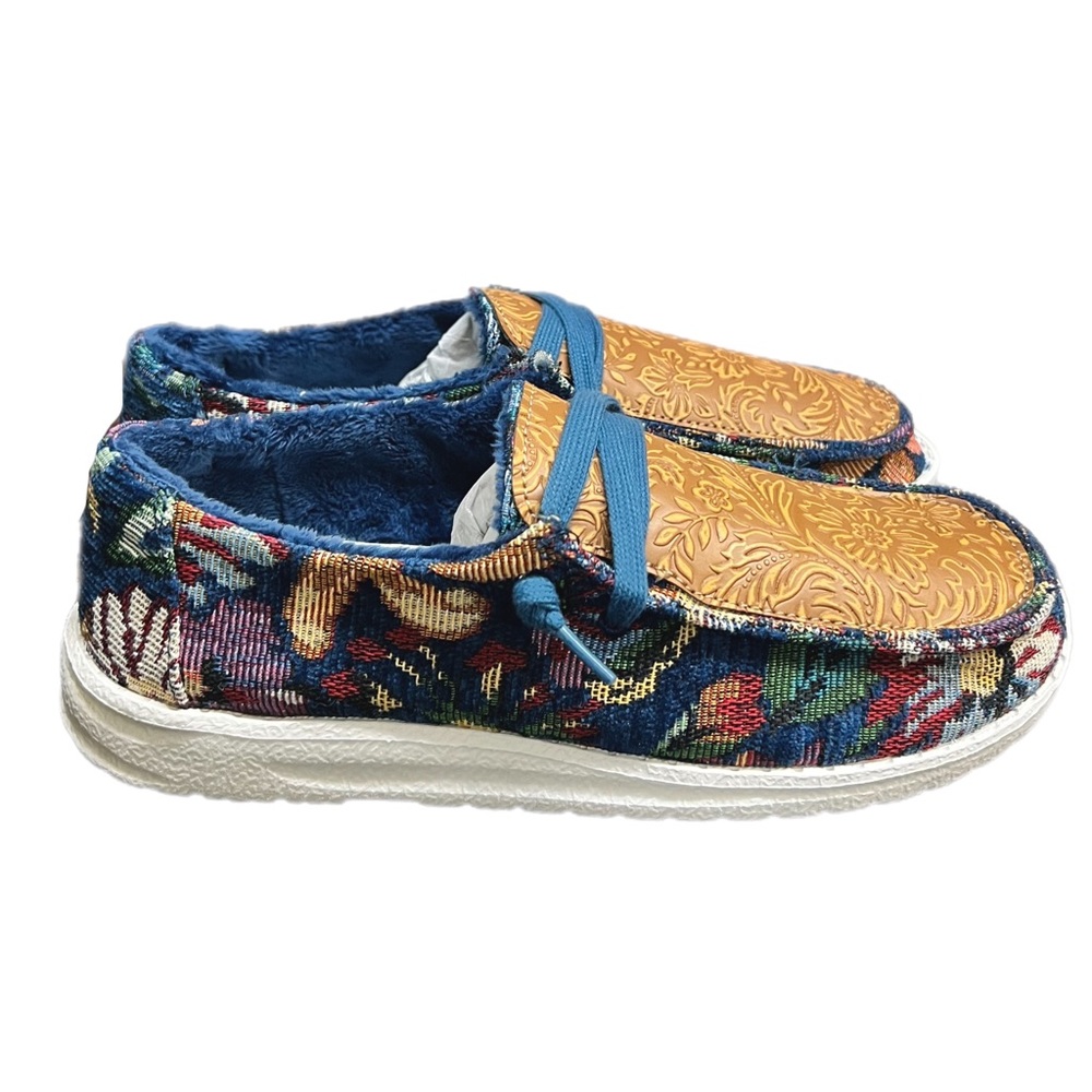 NEW Gypsy Jazz Macy Navy Floral Leather Top Casual Shoes